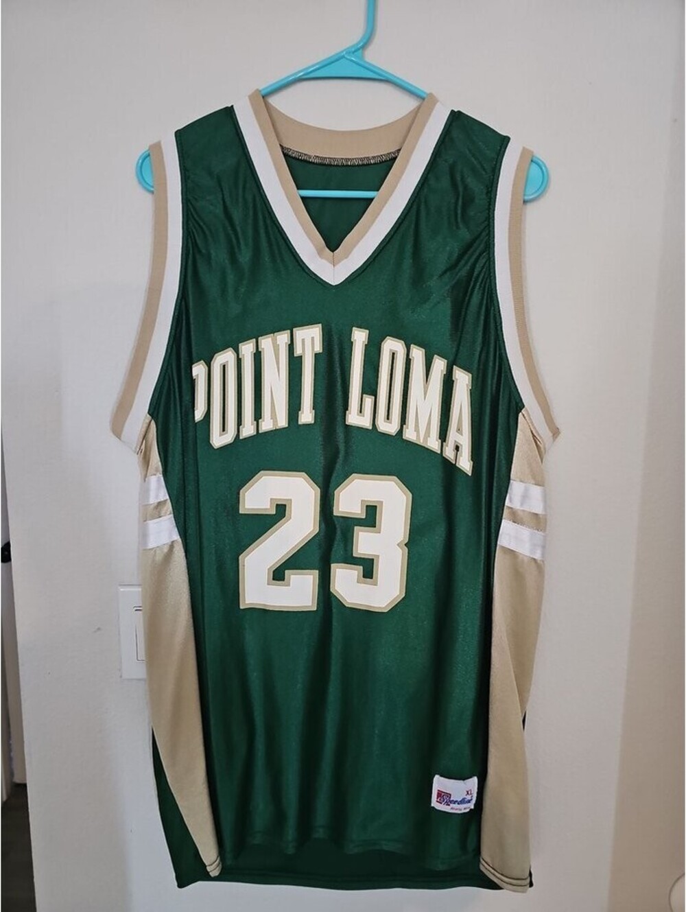 Point Loma Green and Beige Basketball Jersey